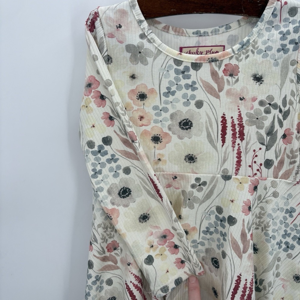 NWOT‎ Cheeky Plum Long Sleeve Floral Dress Girl's Size 5T Pockets Ribbed - Picture 3 of 6